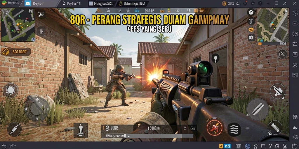 Screenshot gameplay 8QR menunjukkan aksi tembak-menembak yang intens dan mendebarkan.
