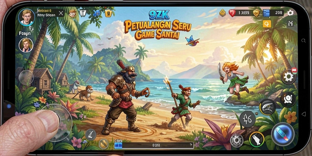 Tangkapan layar menunjukkan gameplay seru dari 9ZK, penuh warna dan tantangan.