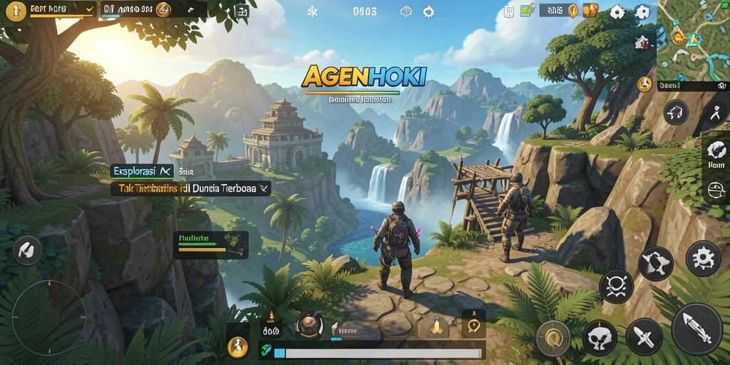 Screenshot gameplay AGENHOKI yang menampilkan eksplorasi dunia luas.