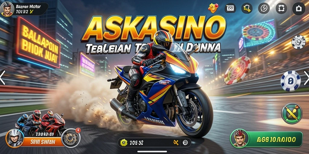 Tampilan gameplay balap motor yang mendebarkan dan penuh aksi.