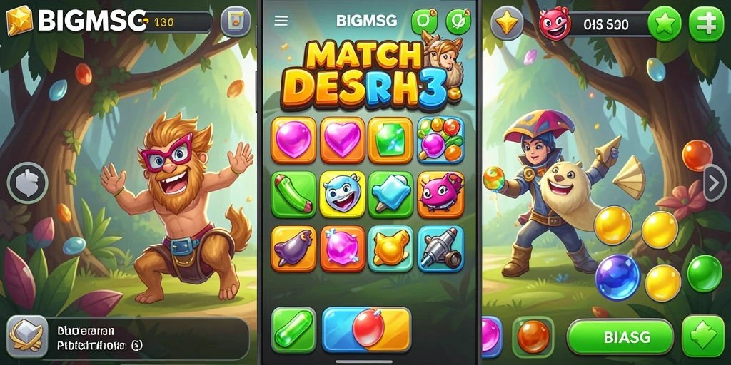 Screenshot BIGMSG menampilkan gameplay seru Match-3.