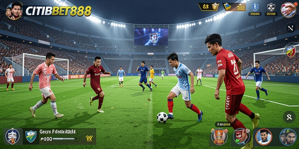 Tampilan gameplay CITIBET88 yang seru dan mengasyikkan di lapangan sepak bola.