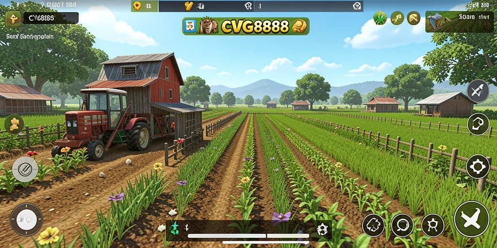 Gameplay menarik dalam CVG8888 dengan berbagai tanaman dan hewan.