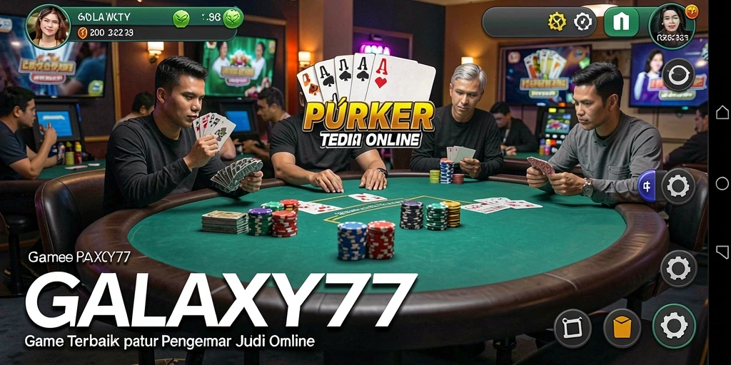 Screenshot gameplay GALAXY77 menampilkan aksi seru permainan poker.