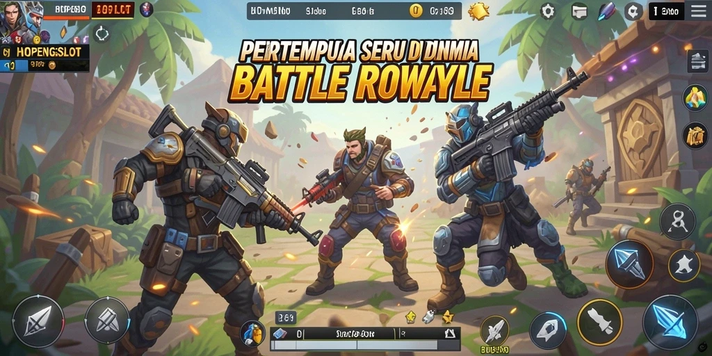 Gameplay seru HOPENGSLOT dalam pertempuran Battle Royale.