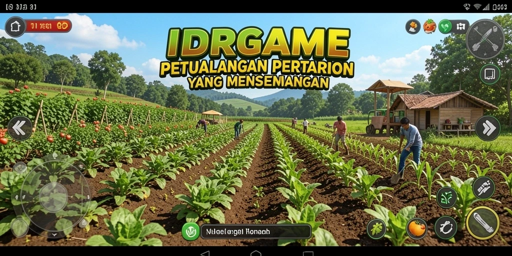 Tampilan gameplay IDRGAME yang menunjukkan aktivitas bertani yang seru.