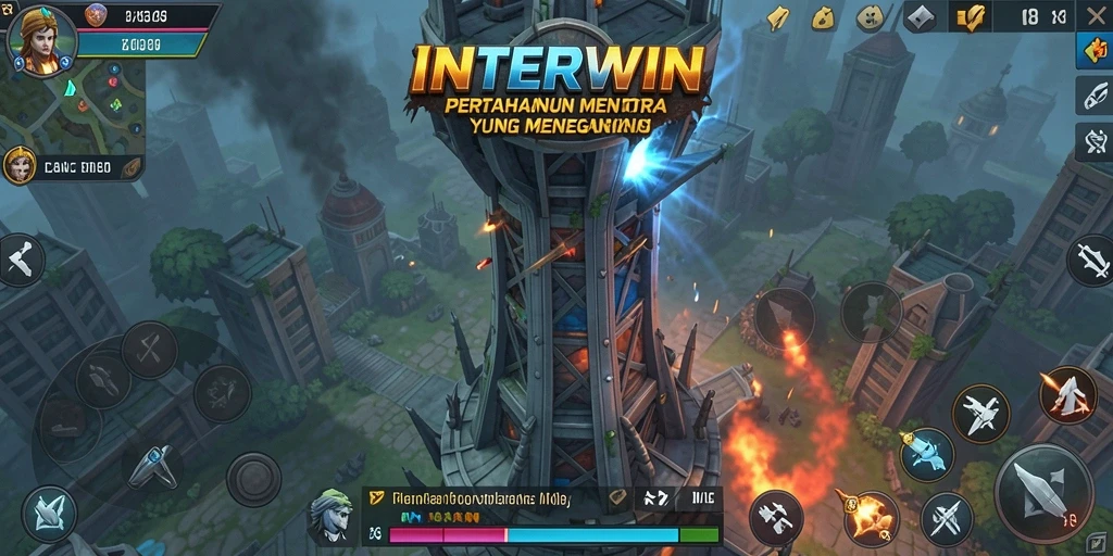 Tampilan menarik dari gameplay Tower Defense di INTERWIN.