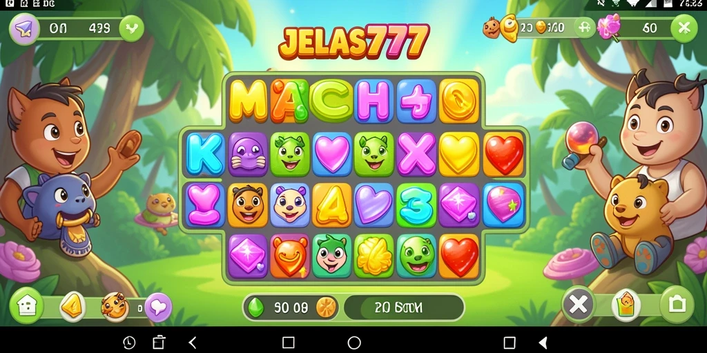 Tangkapan layar gameplay JELAS777 menampilkan aksi seru permainan Match-3.