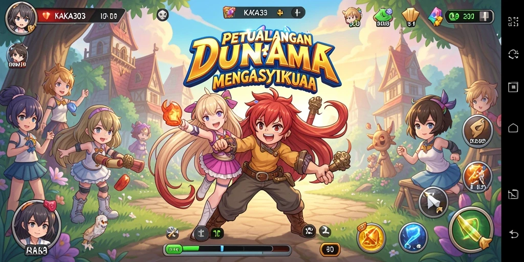Tampilan gameplay KAKA303 yang penuh warna dan dinamis.