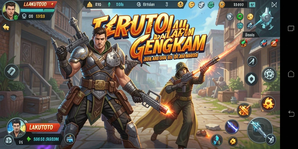 Tangkapan layar dari permainan LAKUTOTO menunjukkan aksi seru di medan perang.