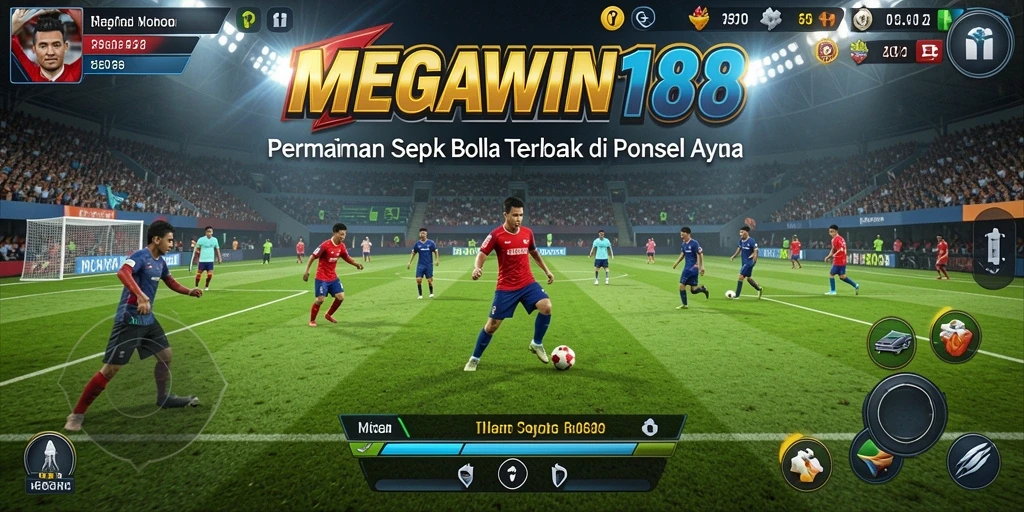 Tampilan gameplay MEGAWIN188 dengan aksi sepak bola seru.
