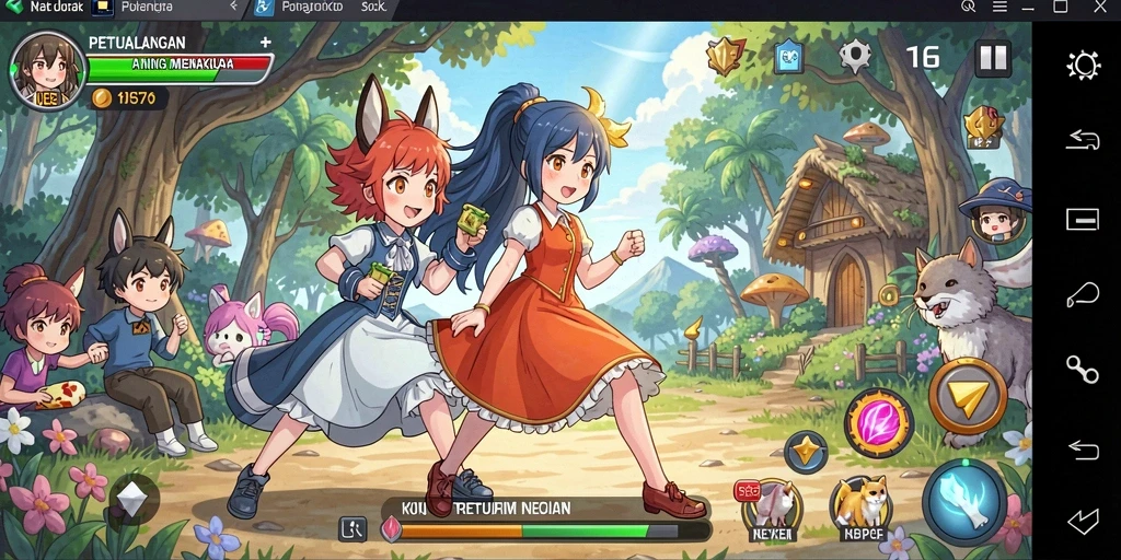 Screenshot menampilkan aksi seru dalam gameplay Anime N06.