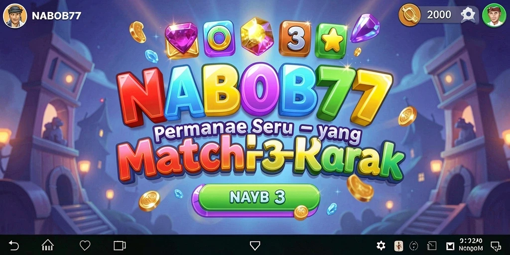 Tampilan menarik dari gameplay Match-3 NABOB77 dengan kombinasi warna cerah.
