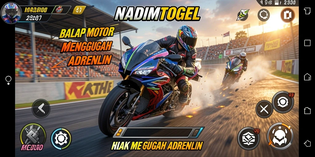 Gameplay NADIMTOGEL yang menegangkan saat balapan motor.