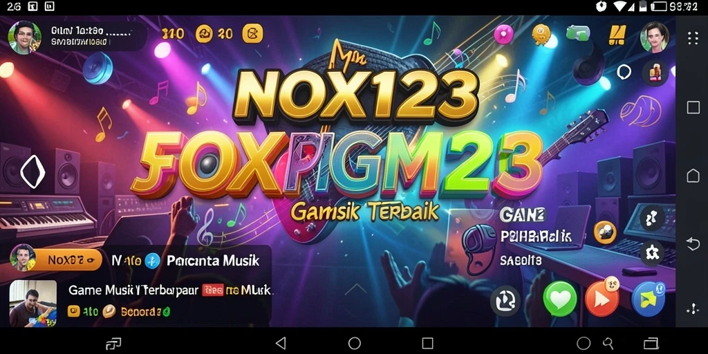 Tangkapan layar gameplay NOX123 yang menunjukkan pengguna bermain musik.