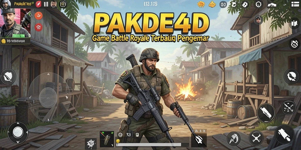 Screenshot utama PAKDE4D menampilkan aksi seru dalam gameplay Battle Royale.