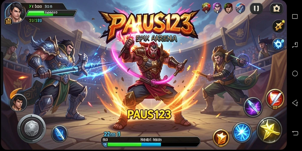 Screenshot utama PAUS123 menampilkan pertarungan seru dengan aksi mendebarkan.