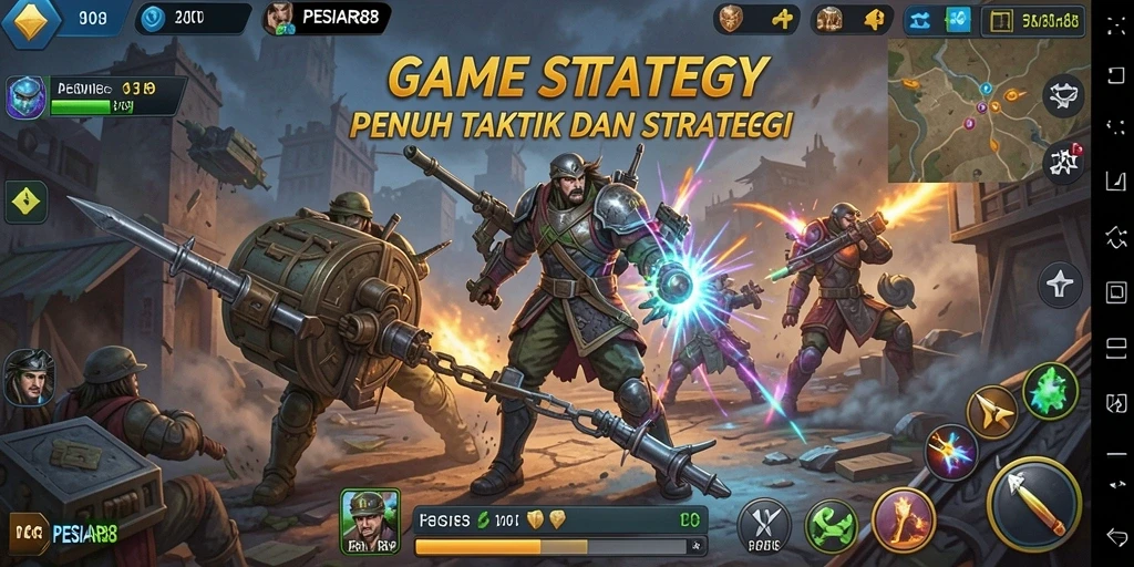 Screenshot utama PESIAR88 menampilkan gameplay strategis yang intens.
