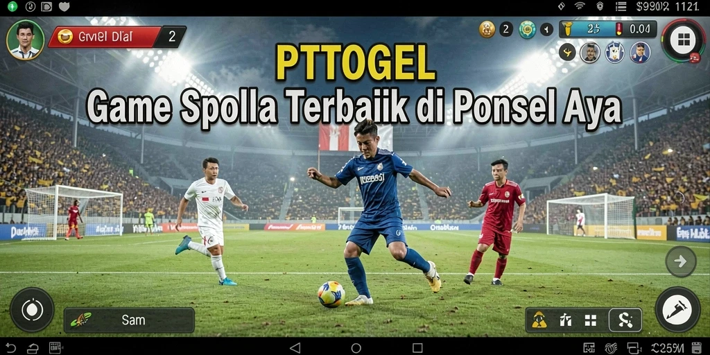 Tangkapan layar gameplay PTTOGEL menampilkan aksi seru di lapangan sepak bola.