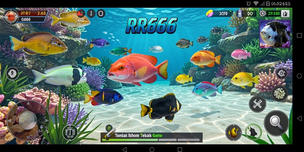 Screenshot RR666 menampilkan aksi menembak ikan yang seru dan menarik.