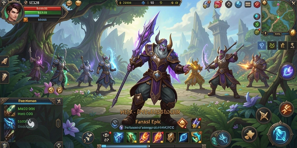 Screenshot SE328 menampilkan pertarungan epik di dunia MMORPG.