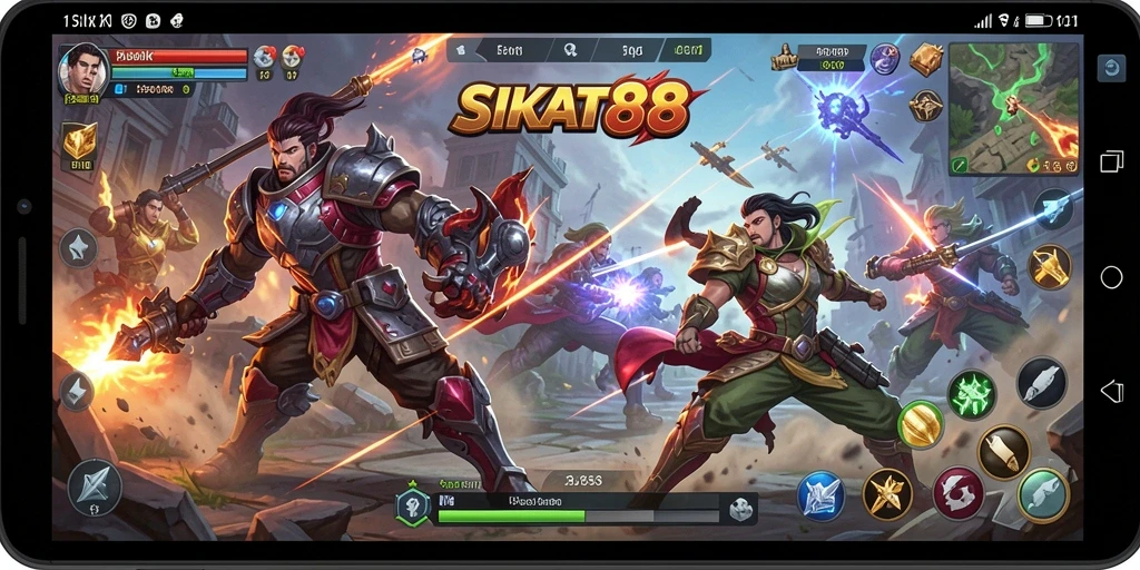 Tampilan gameplay SIKAT88 menunjukkan pertarungan seru dan karakter yang beragam.