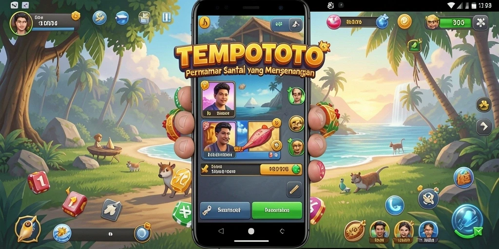Tampilan gameplay TEMPOTOTO yang ceria dan menghibur.