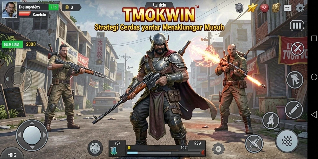 Tangkapan layar gameplay TMOKWIN menampilkan pertempuran strategis yang mendebarkan.